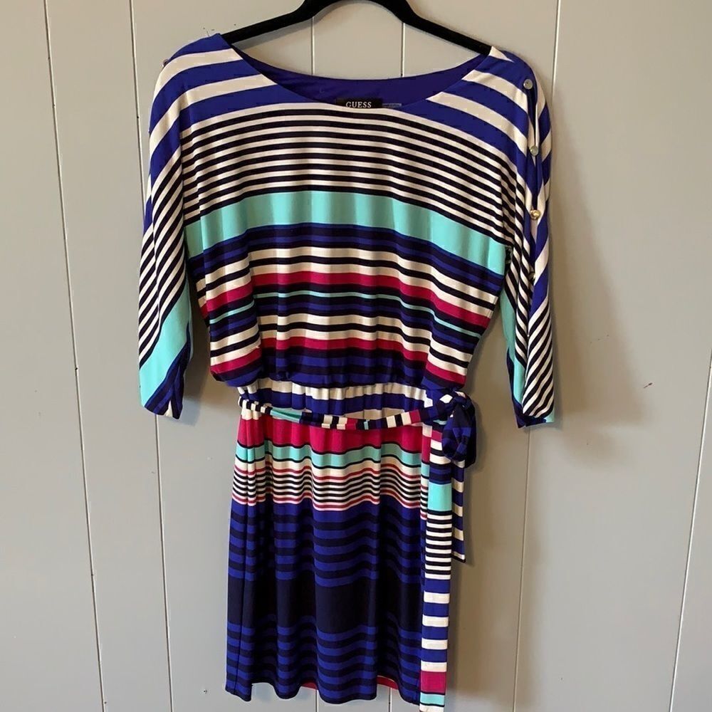 Guess Striped Belted Dress Size 6